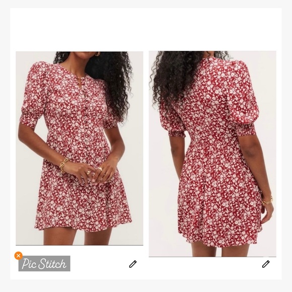 Reformation Laylin Puff Sleeve Floral Mini Dress - Picture 1 of 7